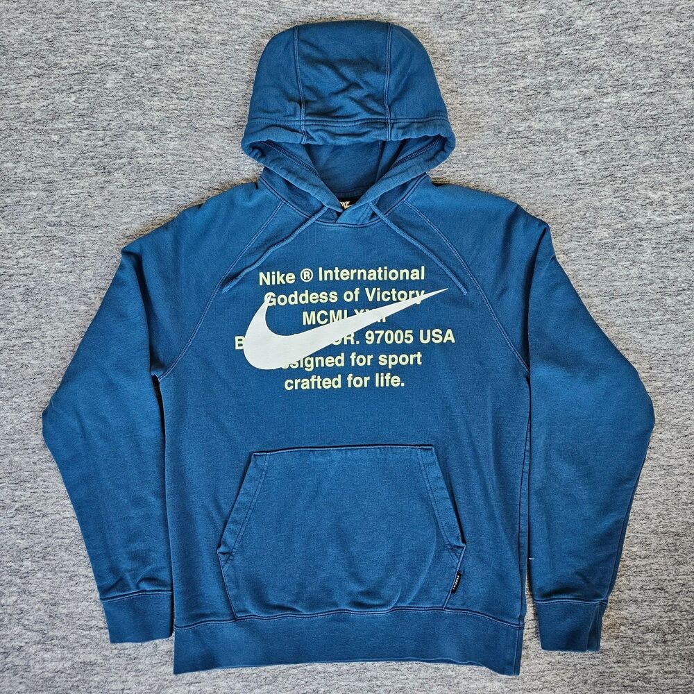 NIKE Men's Medium DB4965-499 Goddess Of Victory Blue Hoodie Swoosh Oregon